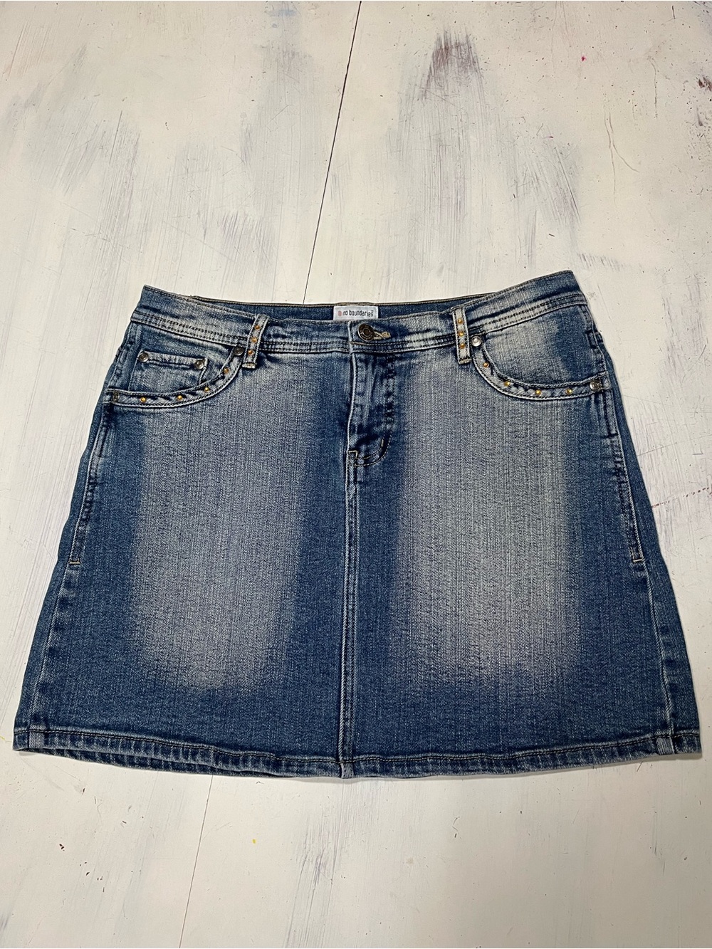 Y2K Vintage No Boundaries Stretch 5 Pocket Denim Mini Skirt Sz Junior 7